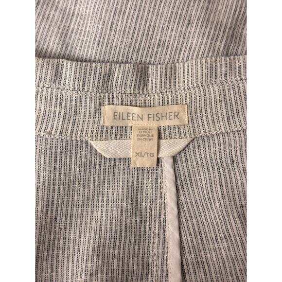 Eileen Fisher Blazer XL Womens Hemp Organic Cotton Lightweight Striped Jacket - Picture 7 of 8